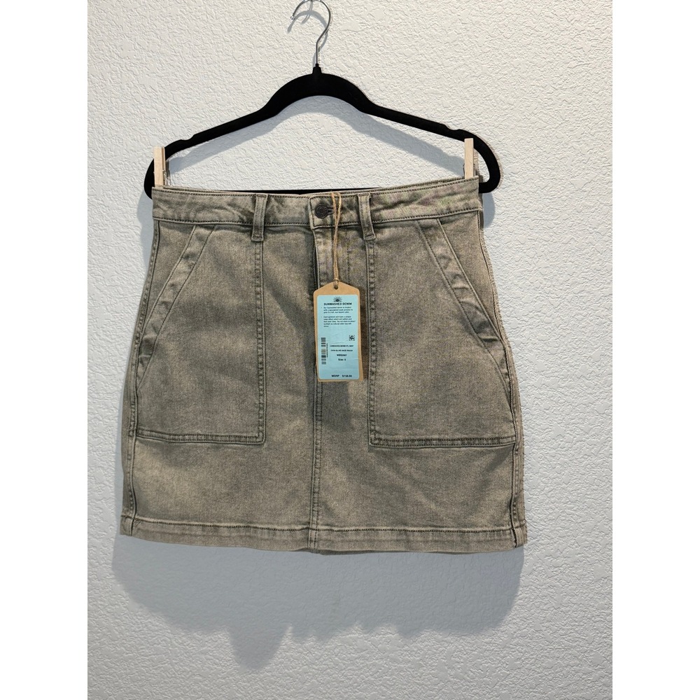 Faherty‎ Womens Utility Skirt Olive Haze Size 8 Sunwashed Denim Mini WBS2507